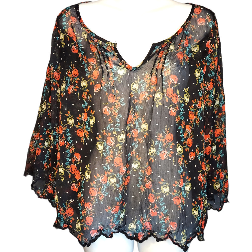 Jessica Simpson Sheer Boho Floral Blouse
